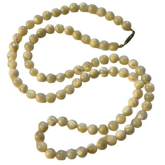 Vintage Art Deco MOP Mother Of Pearl Crystal Beaded Necklace - Picture 2 of 9